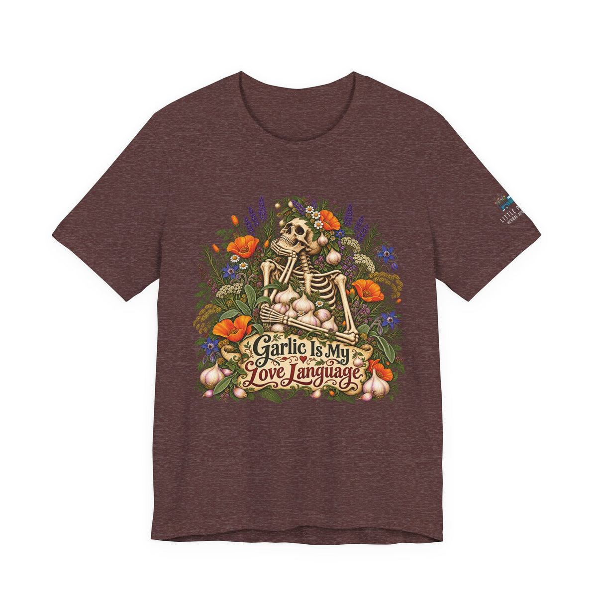 Garlic Is My Love Language | Vintage Botanical Skeleton Graphic T-Shirt