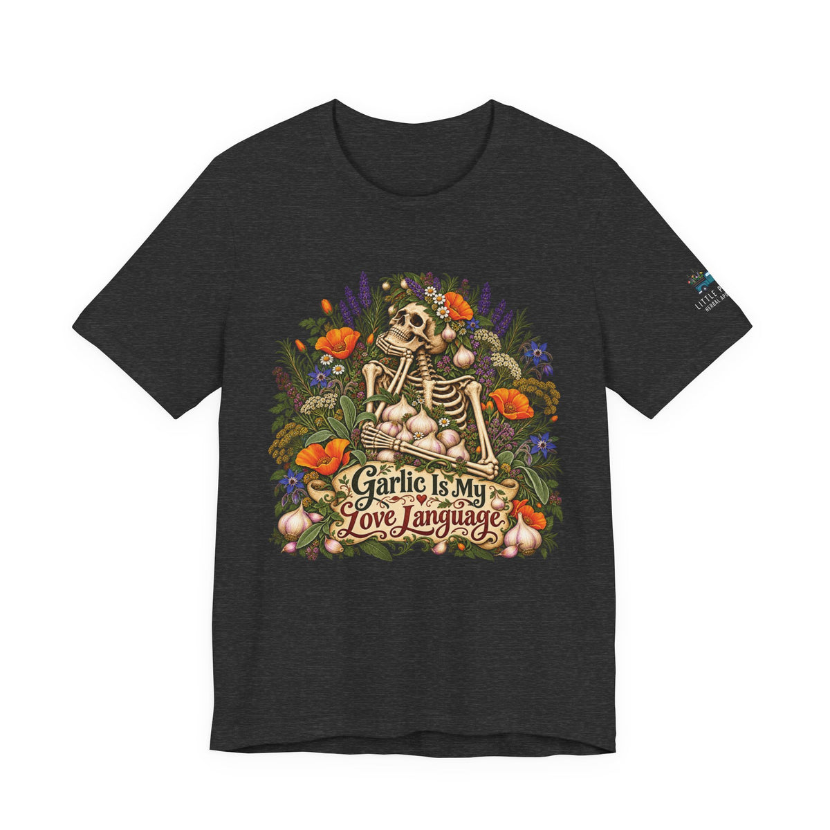 Garlic Is My Love Language | Vintage Botanical Skeleton Graphic T-Shirt