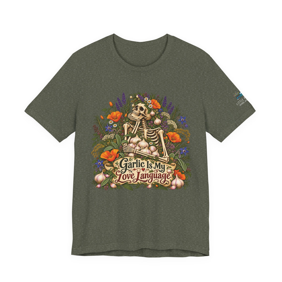 Garlic Is My Love Language | Vintage Botanical Skeleton Graphic T-Shirt