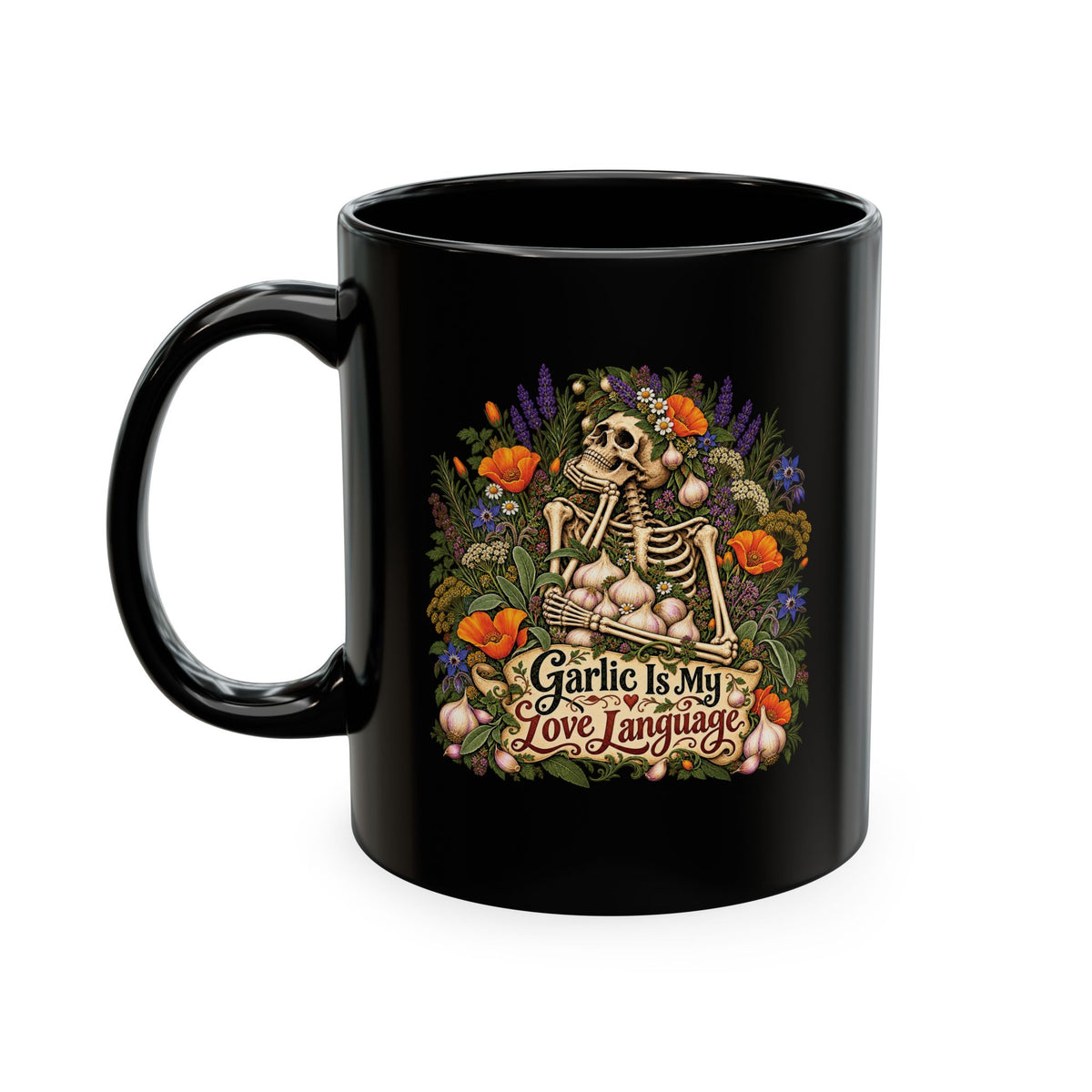 Garlic Is My Love Language Skeleton Garden Ceramic Mug