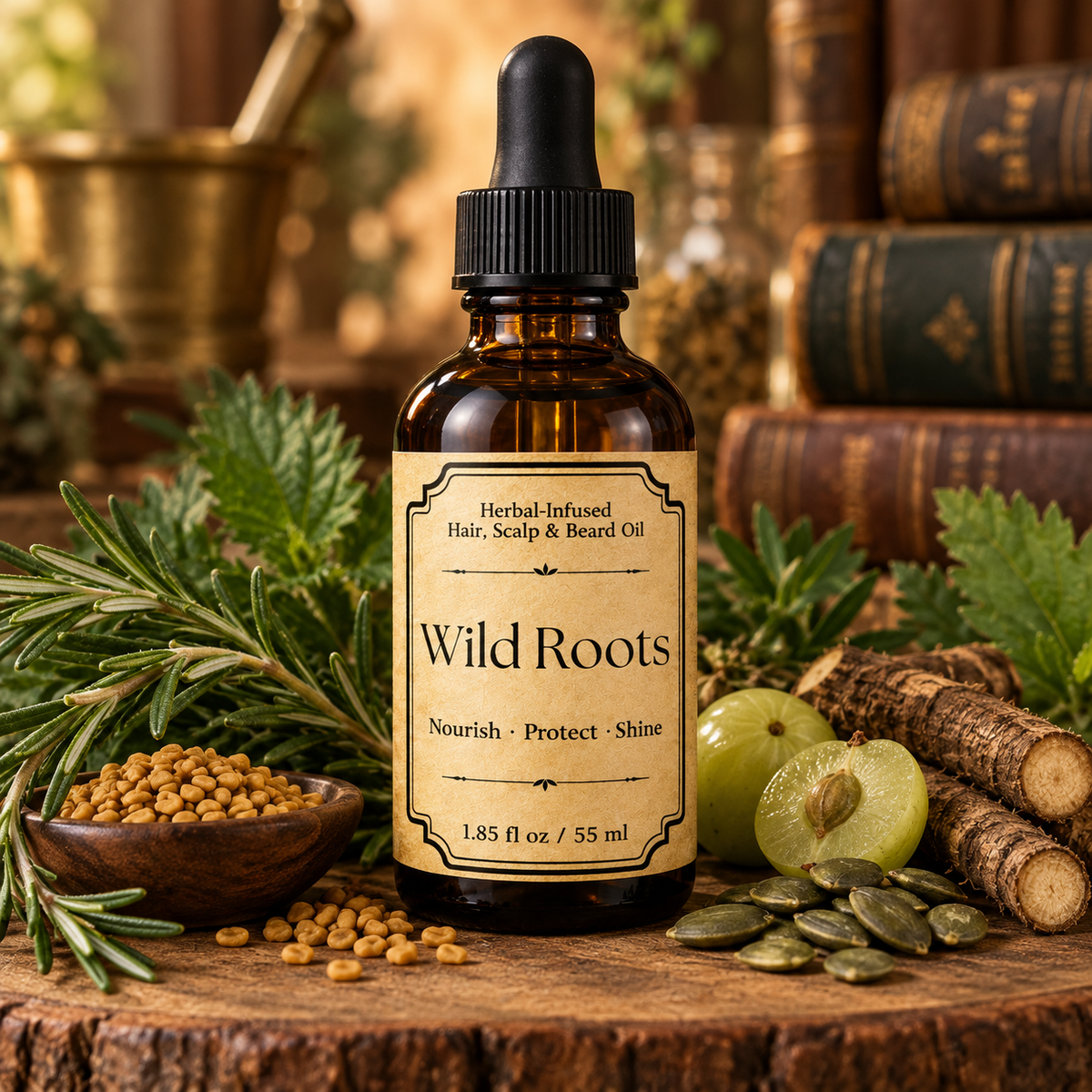 Wild Roots | Herbal-Infused Hair, Scalp & Beard Oil | 1.85 oz