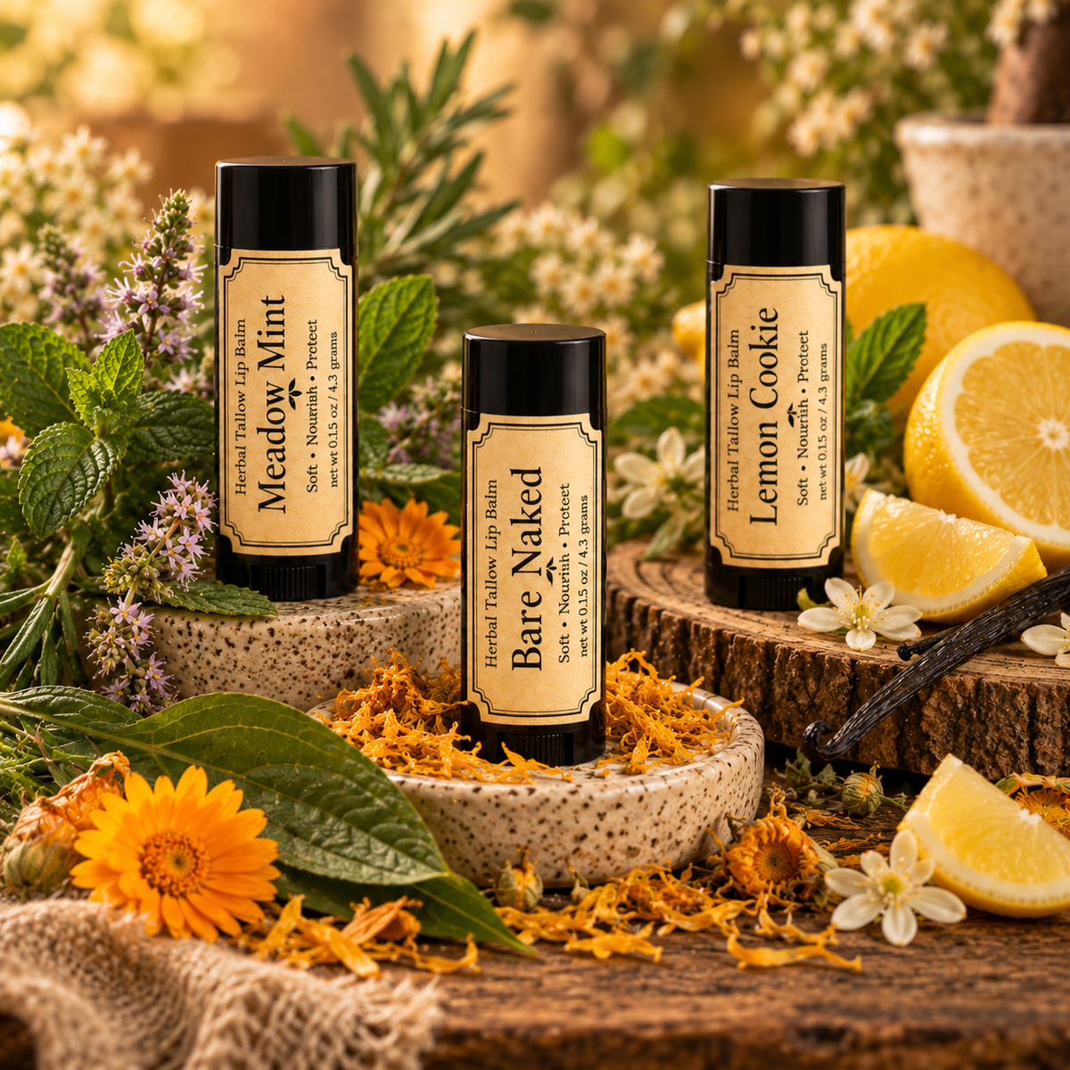 Herbal Infused Tallow Lip Balm | .15 oz