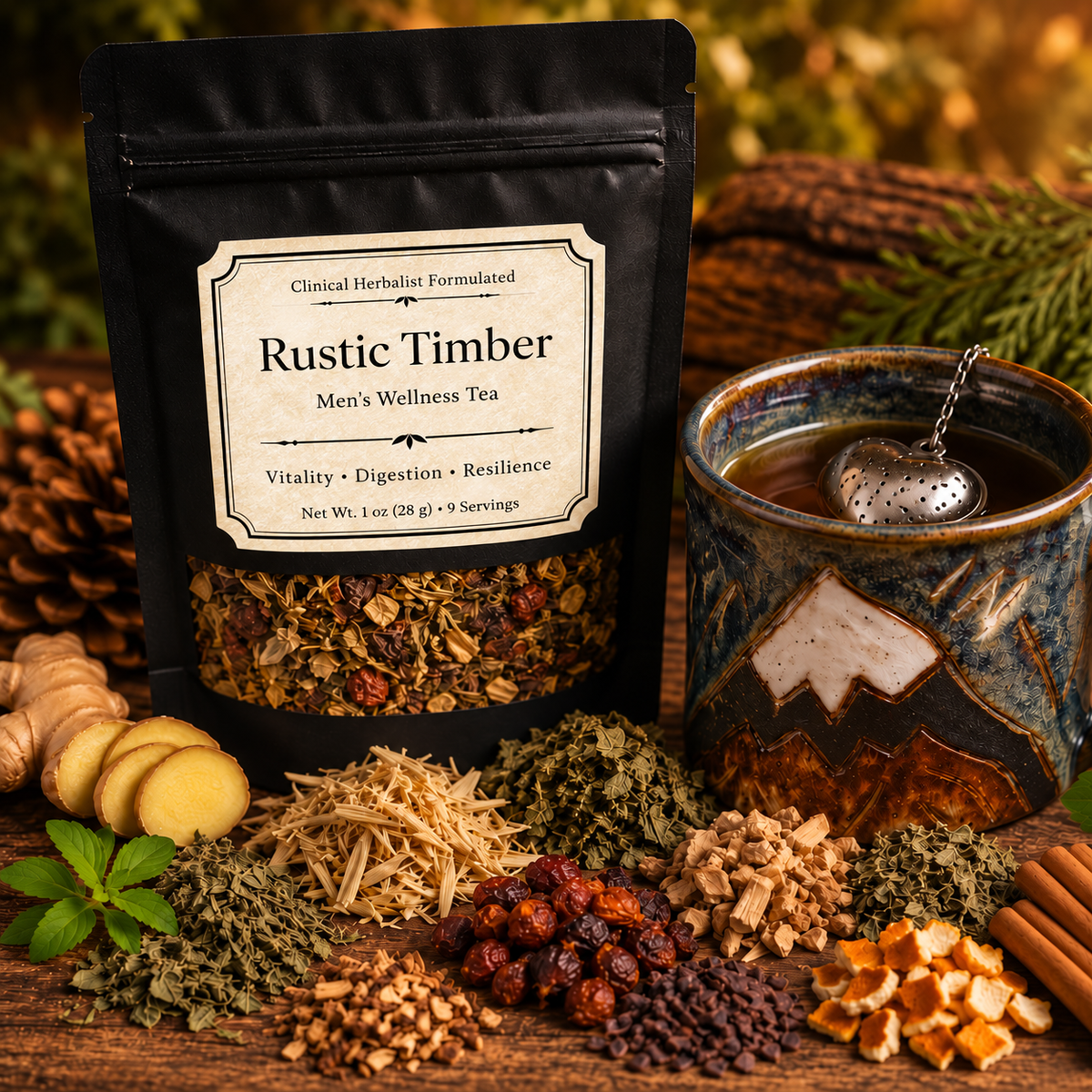 Rustic Timber | Men’s Wellness Support Tea | 1 oz - 9 servings
